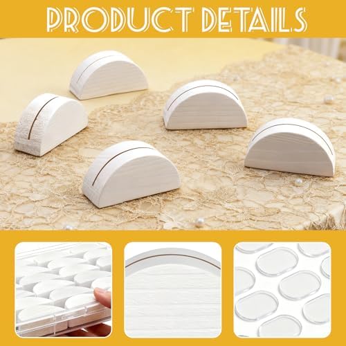 24Pcs White Wood Table Number Stands, Wood Place Card Holders
