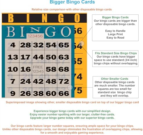 100 Bingo Cards, Large 4.5 x 4.5 Inch, Paper Bingo Sheets, Orange