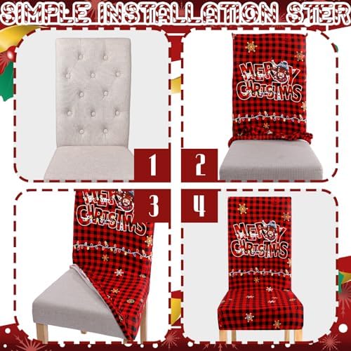 Mindsoft 6 Pcs Christmas Chair Covers Highland Cow Dining Chair Slipcovers
