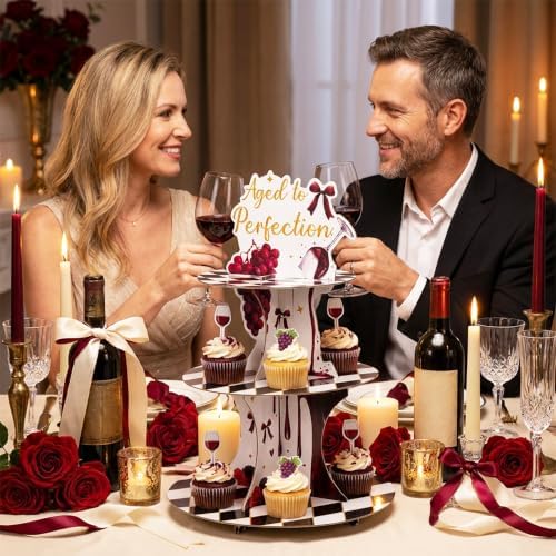 ANGOLIO Age Perfection Cupcake Stand, 3Tiers Fall Birthday Party Decoration