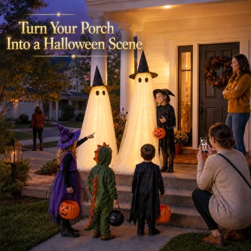 2 Pack 5 Ft Large Light Up Ghost Decor - Halloween Decorations Outdoor