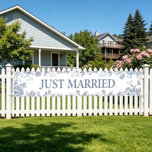 Just Married Wedding Decor Banner Decorations Party Hanging Sign