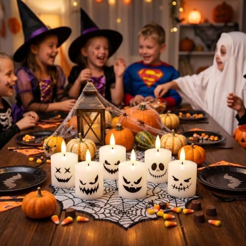 GenSwin Halloween Flameless Votive Candles with Remote Wax