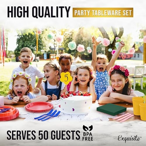 Exquisite 350 Pcs Rainbow Plates and Napkins Party Supplies Plate Sets