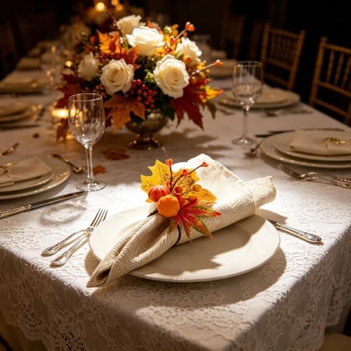 6 Pack Thanksgiving Fall Napkin Rings,Fall Table Setting Decoration