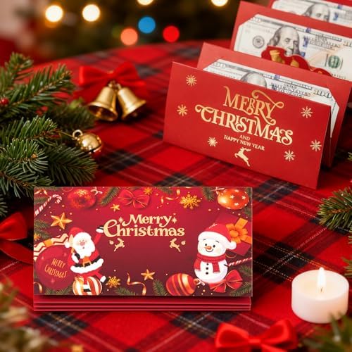 Christmas Money Holders for Cash, Christmas Cash Gift with Envelopes 6 Slots,Surprise Money Envelopes Xmas Gift Card For Men Women Girls Boys for Anniversary Holiday Xmas Party Supplies
