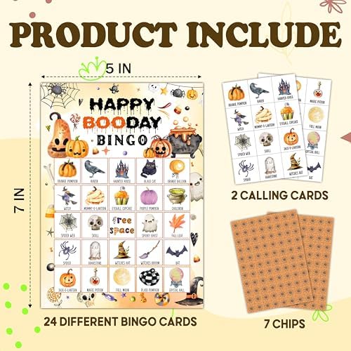 Happy Booday Bingo Game Cards, Halloween Party Games, Happy Booday Party Game Decor, Fall Holiday Games, Bingo Sets for Adults Large Group, Halloween Theme Party Activity Supplies -A16