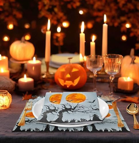 SietDESEO 50 PCS 3-ply Halloween Dinner Napkins 13 x 15.7 Inch Guest Bathroom Napkins Disposable Hand Towels for Halloween Party Supplies Paper Napkin Decorative