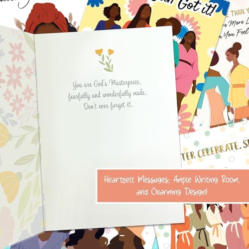 African American Greeting Cards Assortment Box – 18 Cards with Envelopes, Birthday, Friendship & Thank You Notes – Gift for Women