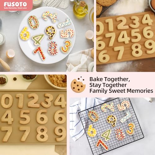 FUSOTO 9PCS Number Cookie Cutters Set, 4 Inches Number 0-8(6 Reverses to 9)
