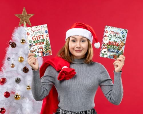 JWSCYSY 2 Pack Cute Christmas Gift Card Book for Kids, 5.5x7.8 Spiral Bound Merry Christmas Gift Card Holder Book, DIY Personalized Xmas Gift Card Book for Family Friends Students (Blue, White)
