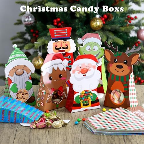 Giiffu 36Pcs Christmas Treat Boxes with Window 7.5x4x2 Inch
