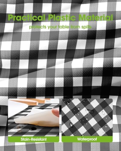 Pureegg Plastic Table Cloth Disposable 84 Inch Round 10 Pack, Red Plaid