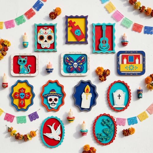 12 Pack Day of the Dead DIY Wooden Craft Kit, Skull Frame Wood Craft Decor