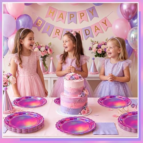 NatNarr 30 Pk Iridescent Pink Plates 9" Halloween Dessert Cake Plates