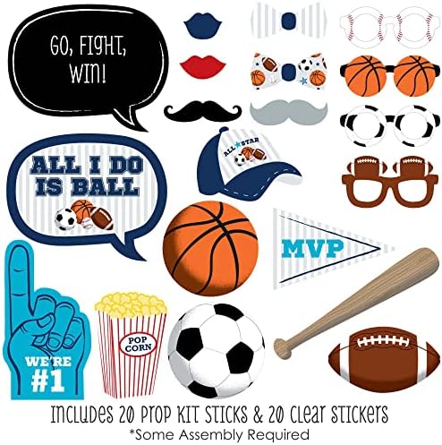 Go, Fight, Win - Sports Photo Booth Prop Kit, DIY Cardstock Props - 20pc