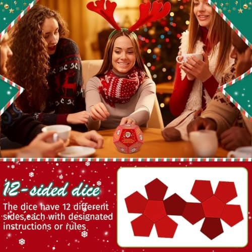 Hilarious Santa Swap Gift Exchange Dice, 3 * 3 in Exchange Gifts Dice, Christmas Stocking Stuffers Gift Exchange Dice Games for Family Party, Gifts for Xmas, Birthday, Party and Family Night, Holiday