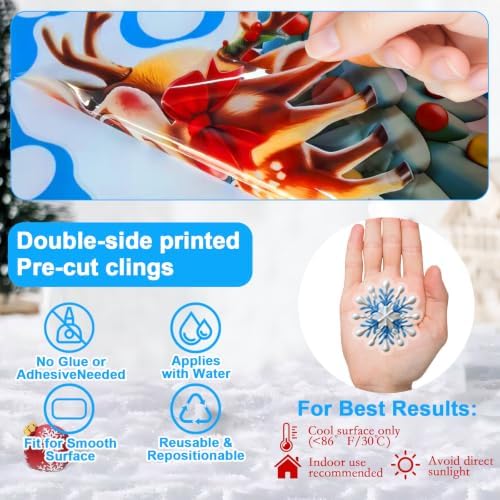 Famoby 10 Sheets 300Pcs Christmas Window Clings Decals Static Window Stickers for Christmas Snowflake Winter Holiday Home Indoor Decorations Windows Décor Christmas Decal Stickers Glass Door Decor
