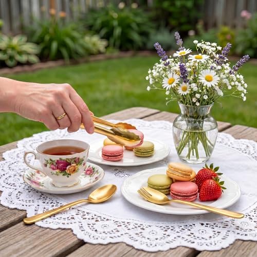 24 Pcs Gold Plastic Serving Utensils Set, Disposable & Reusable Supplies