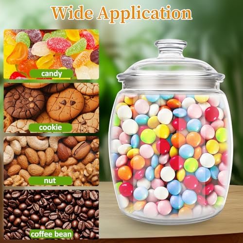 2 Pack 128 oz Candy & Cookie Jar Plastic Jars with Lids, Airtight Candy Jar Unbreakable, Decorative Kitchen Storage Jar, Clear Food Storage Canister for Pet Food
