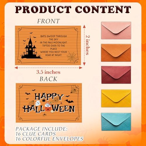 Halloween Scavenger Hunt Games Set, Trick Or Treat Treasure Hunt Clue Games for Friends Family, Halloween Activities for Large Groups, Horror Party Supplies Decorations, 01