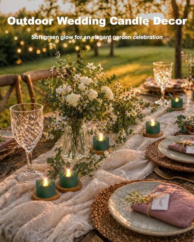 Homemory 50-Pack Green Flameless Battery Tea Light Candles, 200+ Hours