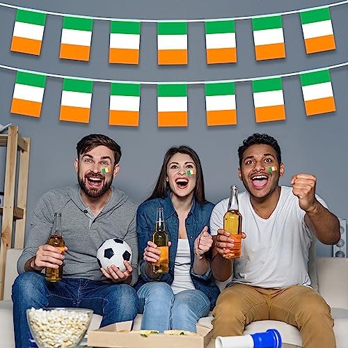 AhfuLife 60 Pcs Irish String Flags for St. Patrick's Day Party Decorations, Small Ireland Flag Bunting Banner- Double Sided for Six Nations Rugby World Cup Soccer Party Decorations (5.5×8.3 Inch -66 Ft)