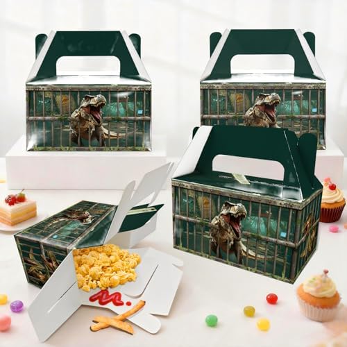 BGFMVS 12 Pcs Dinosaur T-Rex Party Favor Boxes Boys Birthday Goodie Bags