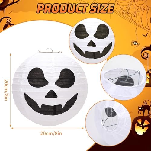 DECYOOL 12PCS Halloween Paper Lanterns, Hanging White Ghost Ornaments