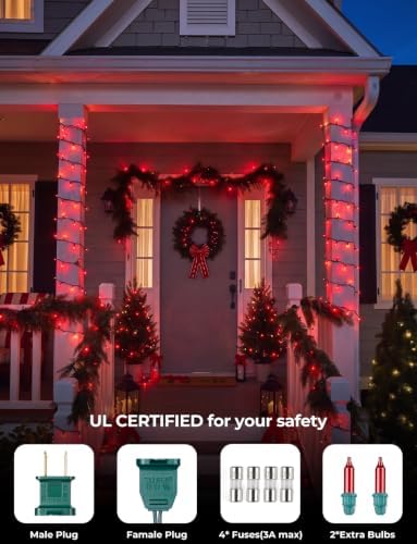 Brightown Red Christmas Lights, 20FT 100 Count Incandescent Mini String Lights, Connectable Waterproof Fairy Light Christmas Decorations for Indoor Outdoor Xmas Tree Garland Garden Patio Party Decor