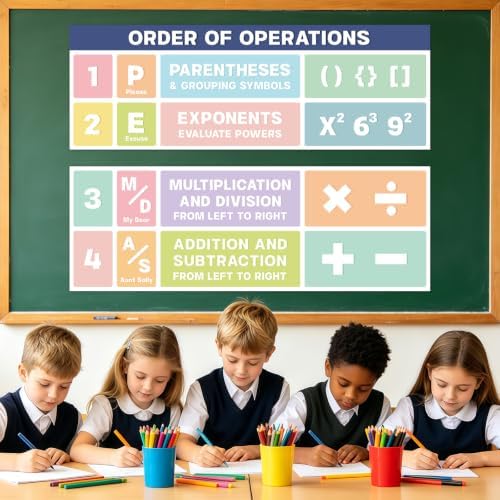 PAIVSUN 2Pcs Math Posters for Classroom, Math Bulletin Board Decorations Set, Large Educational PEMDAS Posters for Elementary Middle High Back To School Teacher Supplies Home Office Wall Decor