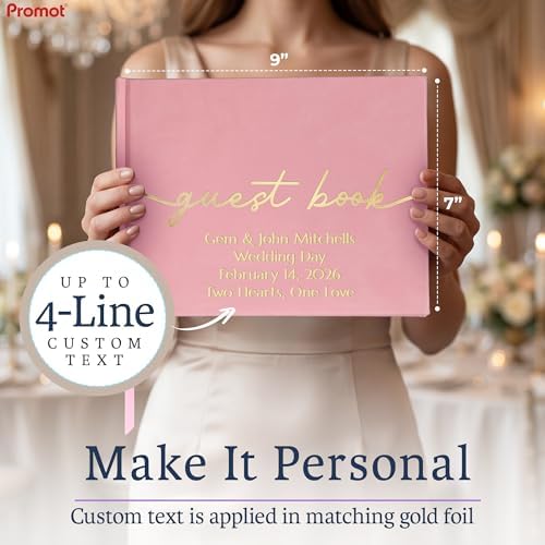 Promot Personalized Guestbook (Pastel Pink) - 110 Lined Pages