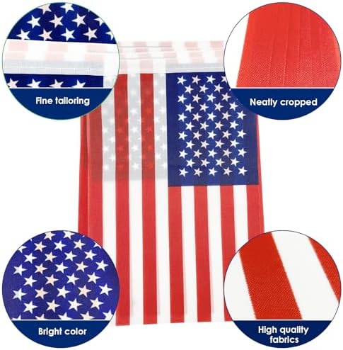 AhfuLife 134 Ft American String Flags Banner for USA 250 Years Anniversary, 120 Pcs Small America Bunting Flags, Double Sided for World Cup Independence Day Party Home Garden Bar Decor (5.5×8.3 Inch)