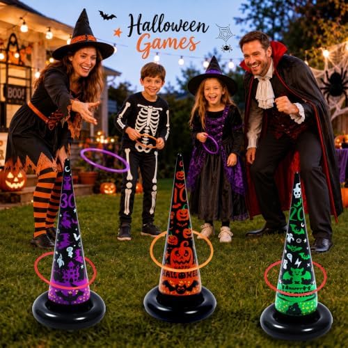 Voiiake 3 Pack Witch Hat Halloween Inflatables Ring Toss Game - Fun Halloween Games,Toys & Party Supplies, Games & Toys for Kids Adults