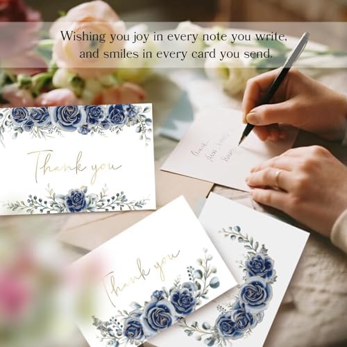 48 Pack Pre-Folded Floral Thank You Cards with Envelopes, 6 Designs