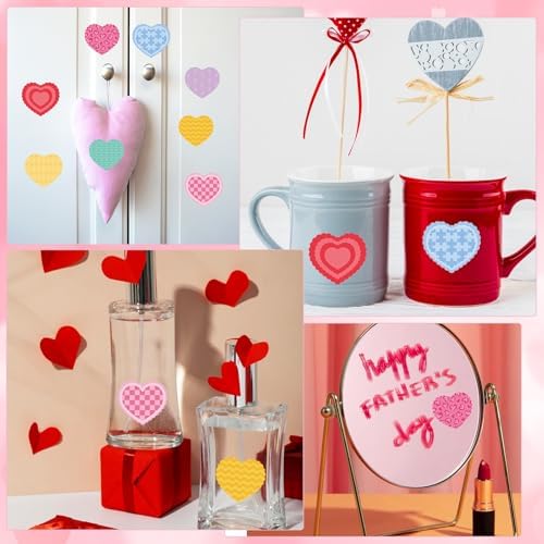 500 Heart Stickers Roll, 8 Colors, Writable Self-Adhesive Labels