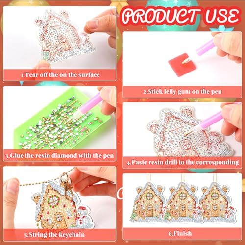 Tondiamo 20 Pcs Diamond Art Christmas Ornaments Diamond Painting Keychain