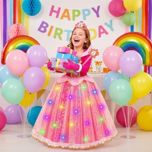 Meland Light Up Princess Dress for Girls Ages 3-10, Halloween Costume Party