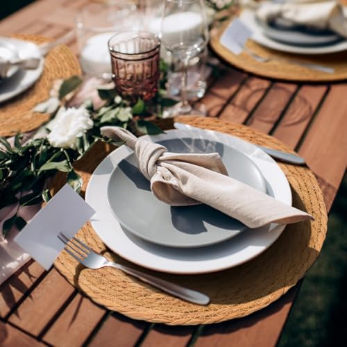 BAVIFY 13" Round Woven Placemats Set of 6, Plate Chargers for Dining Table