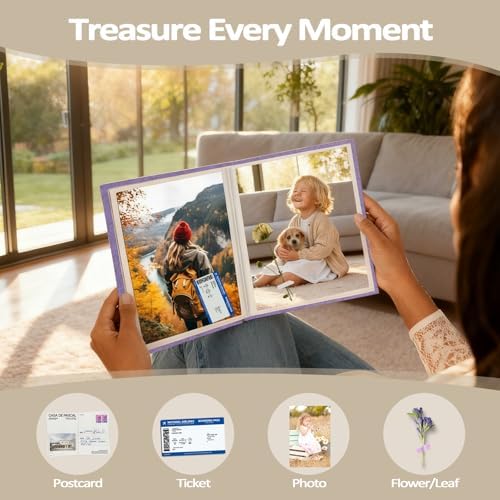 Popotop 2 Pack Photo Album 5x7 Pictures, Small Linen Slip-in Photo Albums Book for 80 Photos with 40 Pockets, Birthday Gifts for Women Mom Family Baby