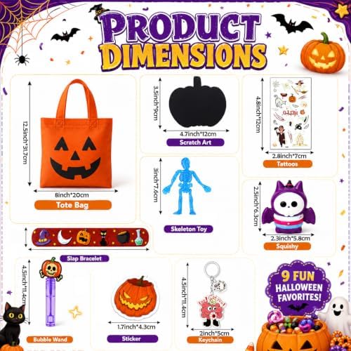 SNLN 146 Pcs Halloween Party Favors for 12 Kids, Goodie Bag Stuffers