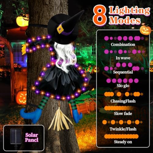 Halloween Decorations Outdoor, Solar Witch, Silver Hair