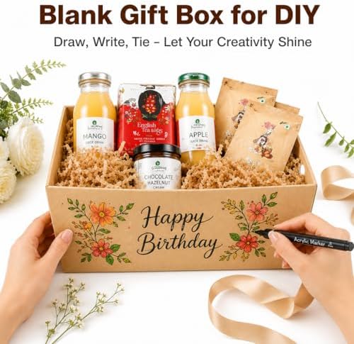 Bantna 10 PCS Empty Gift Basket Kit with 500g Crinkle Paper Filler, Gold Bows & Clear Plastic Bags, Sturdy, Easy to Assemble, Ideal for Holiday, Birthday, Wedding & All Gifting Occasions