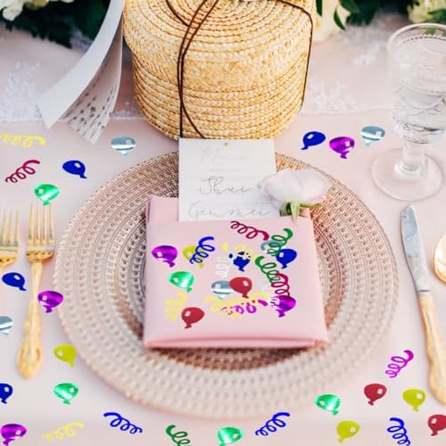 Confetti Sprinkles Table Scatters for Birthday Wedding Celebration Retirement Party Decoration or DIY Arts(1.6 Ounce Balloon Ribbon)