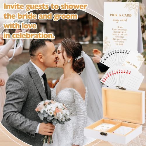 AceOrbit 57 Pack Golden Wedding Guest Book Playing Card Set with Wooden Box