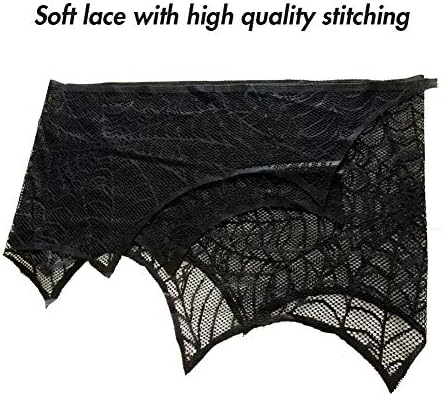 Lulu Home Halloween Fireplace Decorations, Fireplace Mantle Scarf Cover, Black Lace Spider Web for Door, Window and Flowerbeds Decoration, Halloween Party Supplies