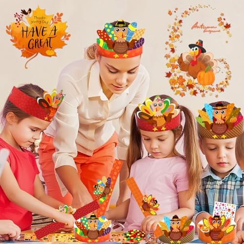 36 Set Thanksgiving Turkey Hat Craft Kits for Kids