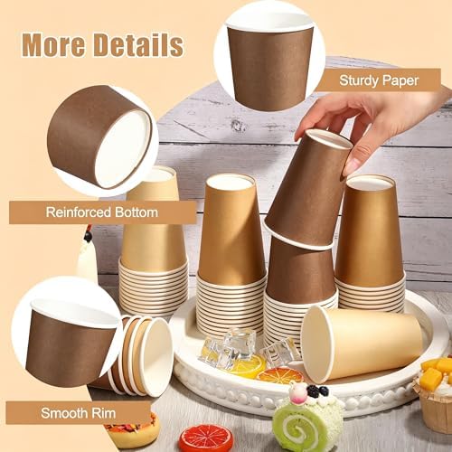 Kochorie 60 Pack 12 Ounce Disposable Gradient Brown Paper Cups, Neutral Party Cups, Drinking Cups for Holiday Party Supplies DIY Crafts, 4 Colors