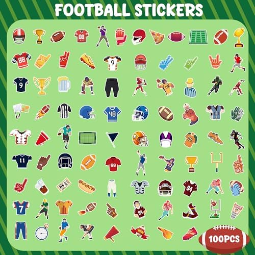 Football Stickers for Kids - 100 PCS Football Party Decorations for Super Game Bowl 2027 | Game Day Party Favors Supplies Decor - Toys Games Gifts Crafts for Toddlers