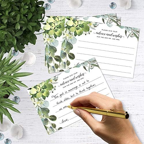 Canopy Street Lush Greenery Advice And Wishes Cards For The Bride And Groom / 50 Marriage Advice Note Cards / 4" x 6" Newlyweds Blank Advice Cards/Greenery Bridal Shower Décor And Games